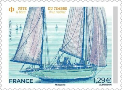 Pierre Albuisson grave le timbre voilier pour la fête du timbre 2024