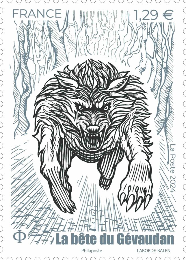 Christophe Laborde-Balen dédicace le timbre la bête du Gévaudan