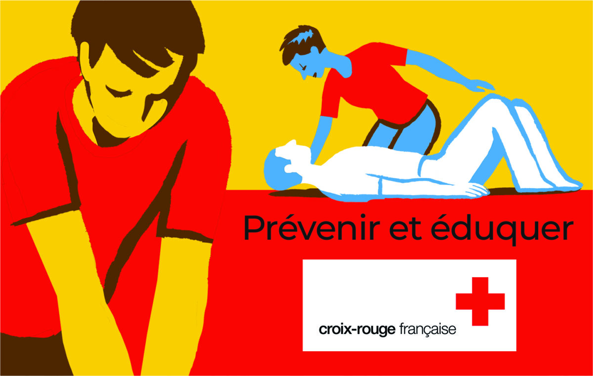 Carnet Croix-Rouge "Prévenir et éduquer", couverture du carnet, 2023 (création Olivier Balez) (© La Poste/O. Balez)