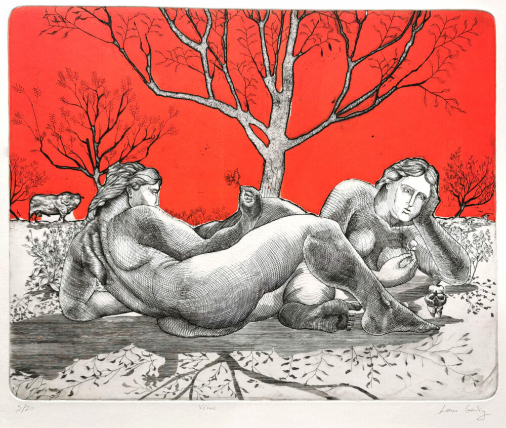 Louis Genty, Les Vénus, burin et eau-forte, 40 x 50 cm, 2023 (© L. Genty)