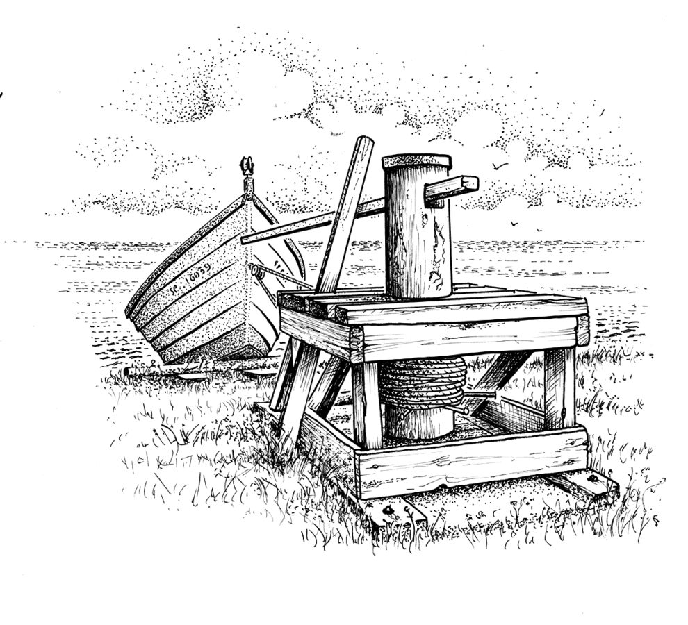 Patrick Dérible, Cabestan, dessin pour la carte d'adhérent ATG 2025 (© P. Dérible)