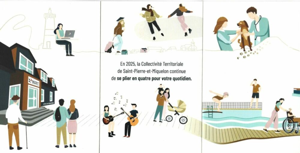 Collectivité territoriale de Saint-Pierre-et-Miquelon, carte de voeux 2025 imprimée en 4 volets (© SPM)