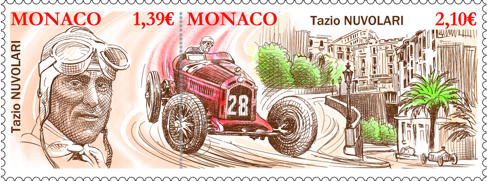 André Lavergne grave le timbre Tazio Nuvolari