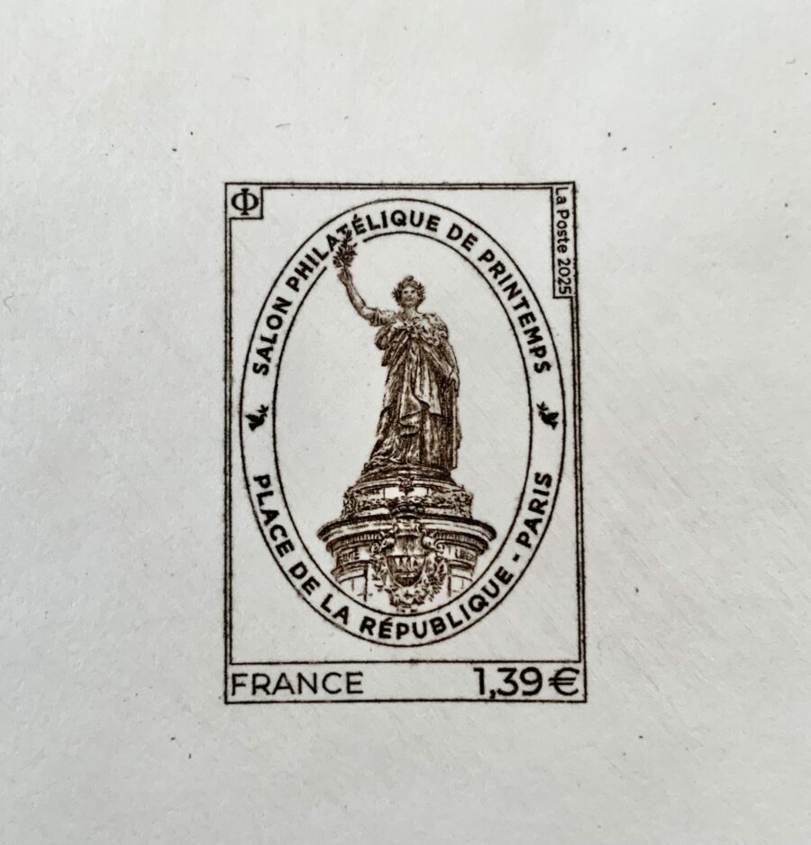 épreuve d'état du timbre salon de printemps 2025 place de la République ©Line Filhon
