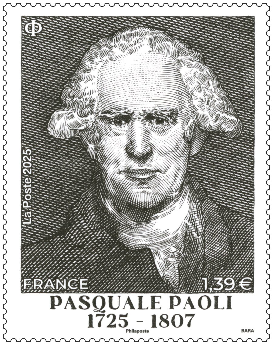 Pierre Bara grave le timbre Pasquale Paoli
