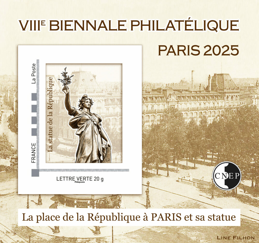 Bloc CNEP VIII Biennale philatélique 2025, création de Line Filhon ©L.Filhon