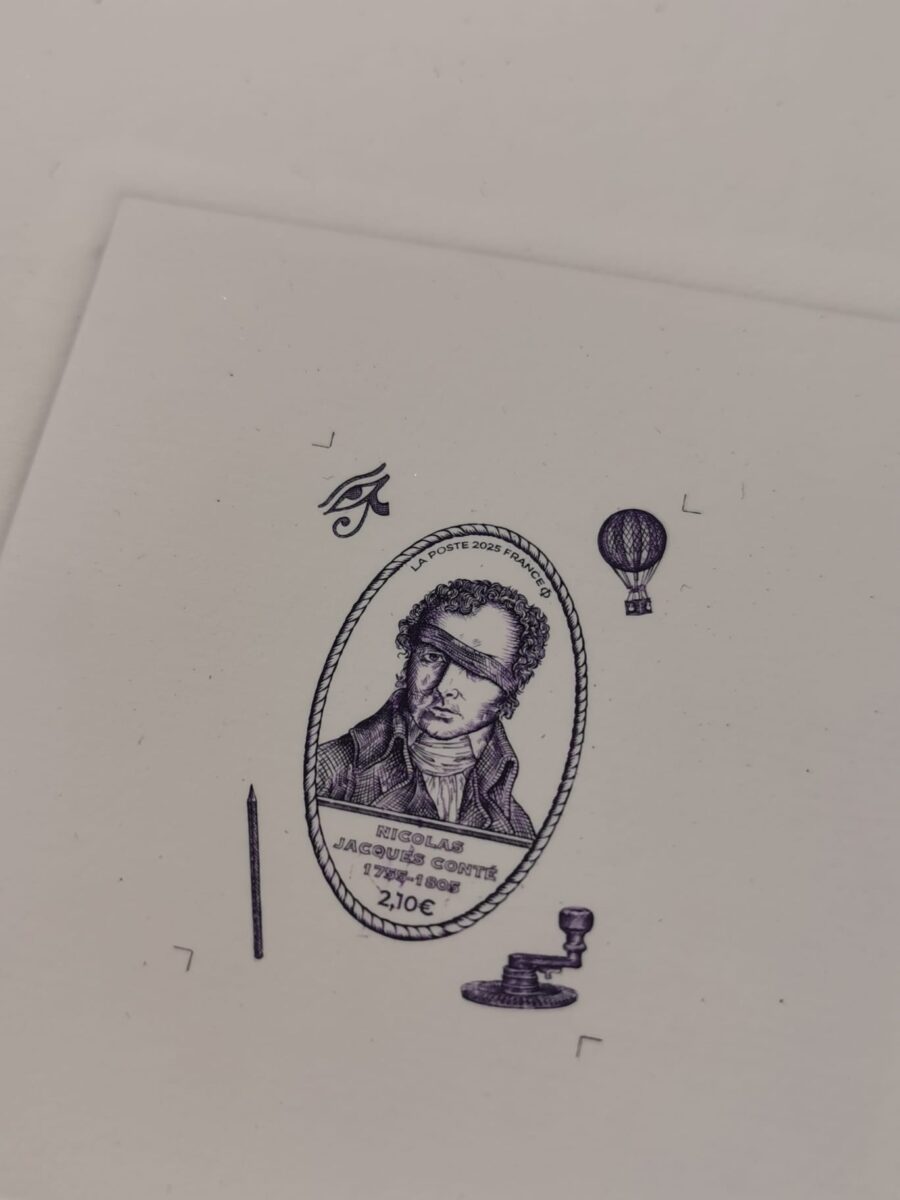 épreuve d'état du timbre Nicolas-Jacques Conté 2025 © photo Louis Genty
