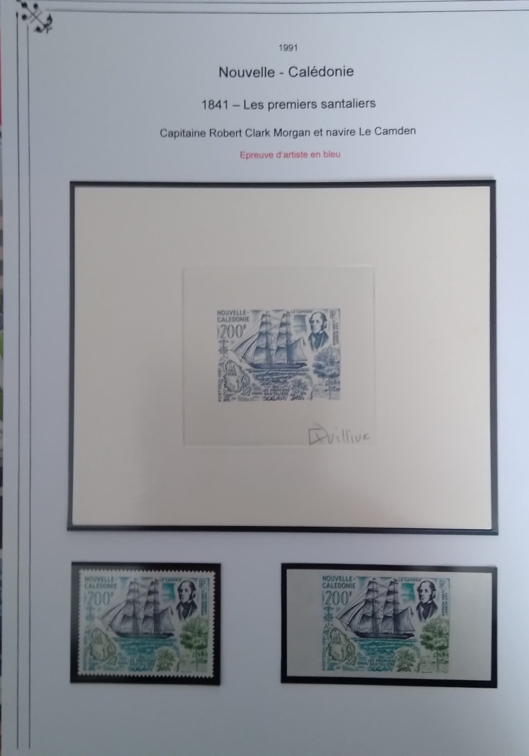 René Marie Quillivic, Nouvelle Calédonie, épreuve d'artiste du timbre, 1991 (coll. Gloaguen)