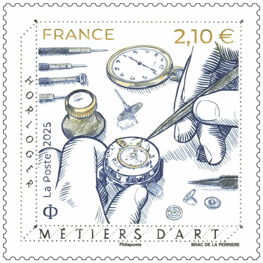 Métiers d'art horloger 2025 (création et gravure de Thomas Brac de La Perrière) (©La Poste/ T. Brac de La Perrière)