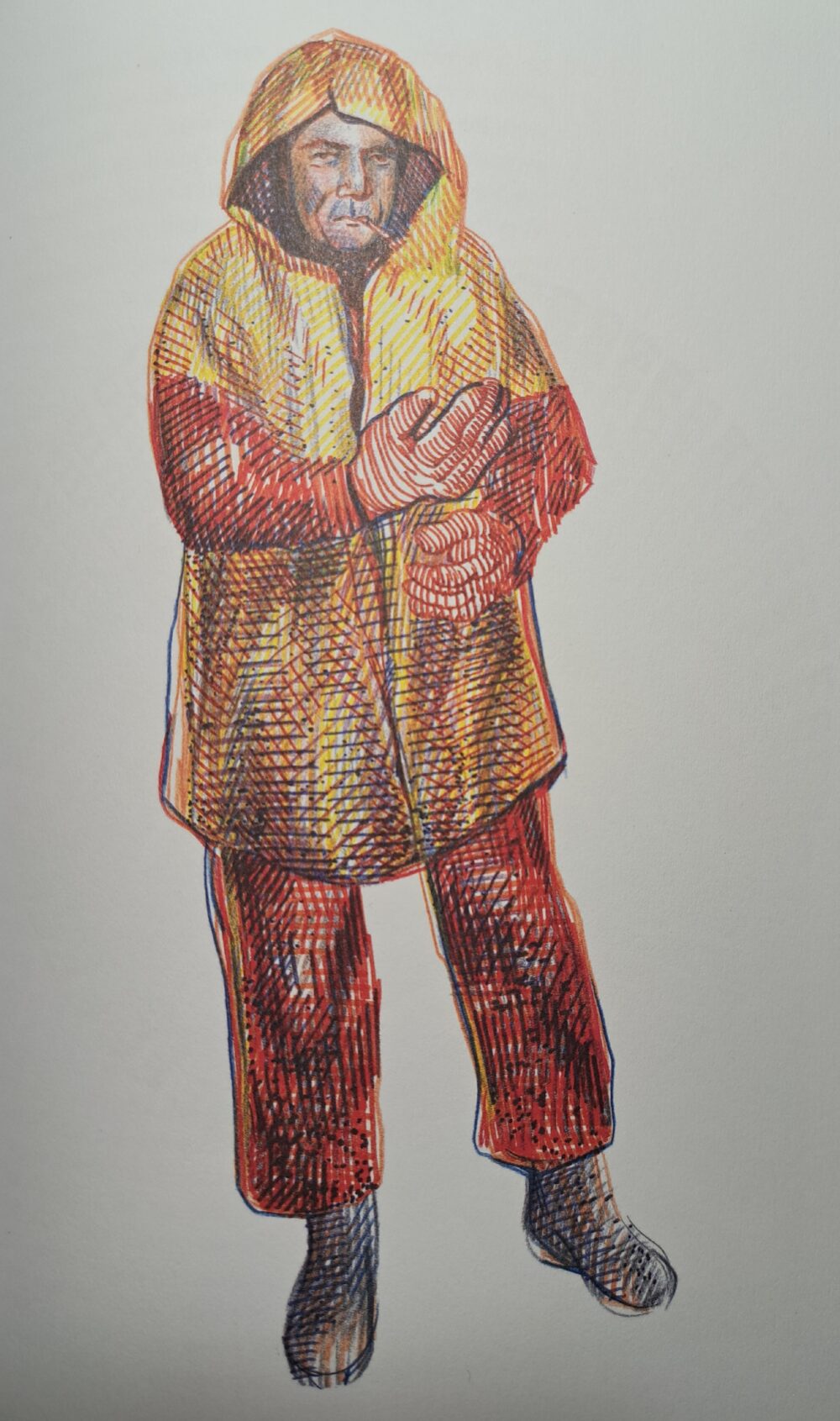 Marie Détrée, Alain, marin pêcheur sur le chalutier le Marie-Catherine II, illustration du livre "Haute Mer. Les derniers forçats de la pêche", p.101, 2025 (©Arthaud/ M. Détrée).