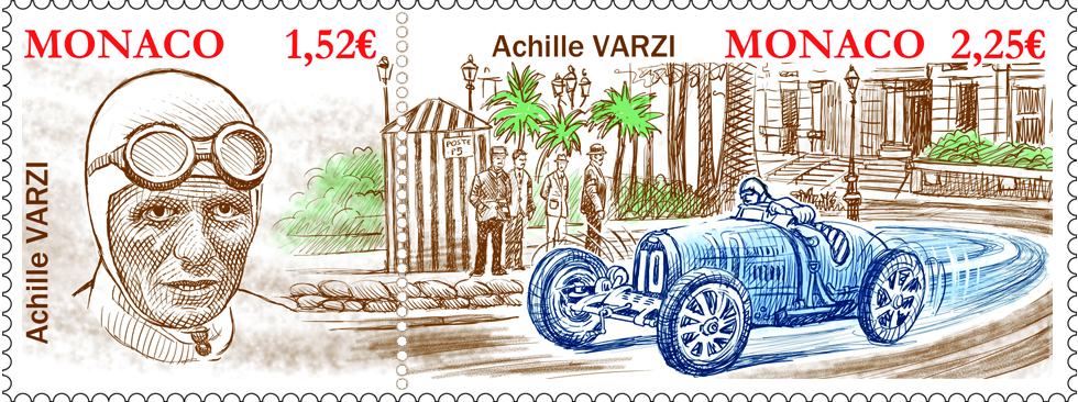 André Lavergne grave le timbre Achille Varzi