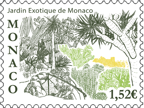 Christophe LABORDE-BALEN grave le timbre Jardin Exotique de Monaco