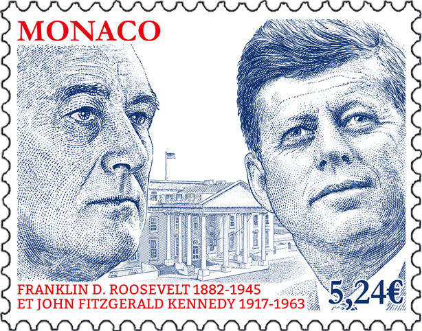 Pierre Albuisson grave le timbre Franklin Delano Roosevelt et John Fitzgerald Kennedy